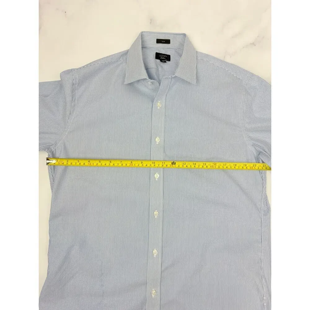 J.Crew Ludlow Slim Fit Dress Shirt Blue White Stripe 16 33 Stretch Cotton NWOT